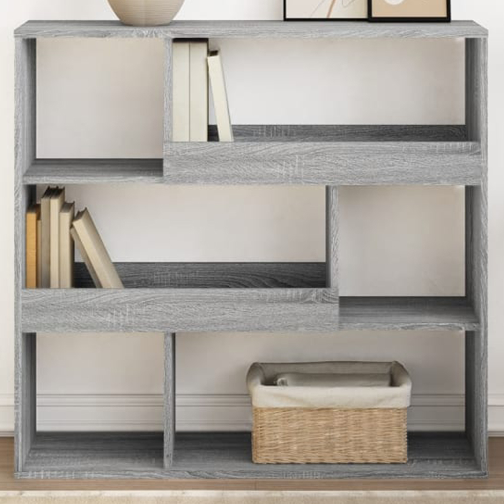 vidaXL 6 Shelf Grey Sonoma Bookcase Image 1