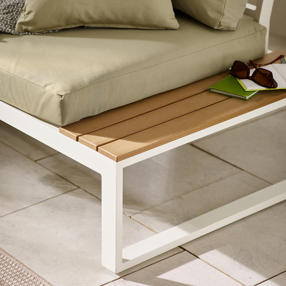 Furniturebox Bermuda 6 Seater White and Olive Garden Corner Sofa Set Image 3