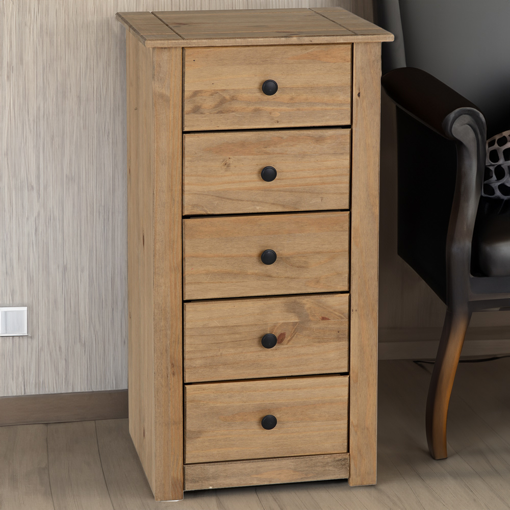 Seconique Panama 5 Drawer Natural Wax Chest of Drawers Image 1