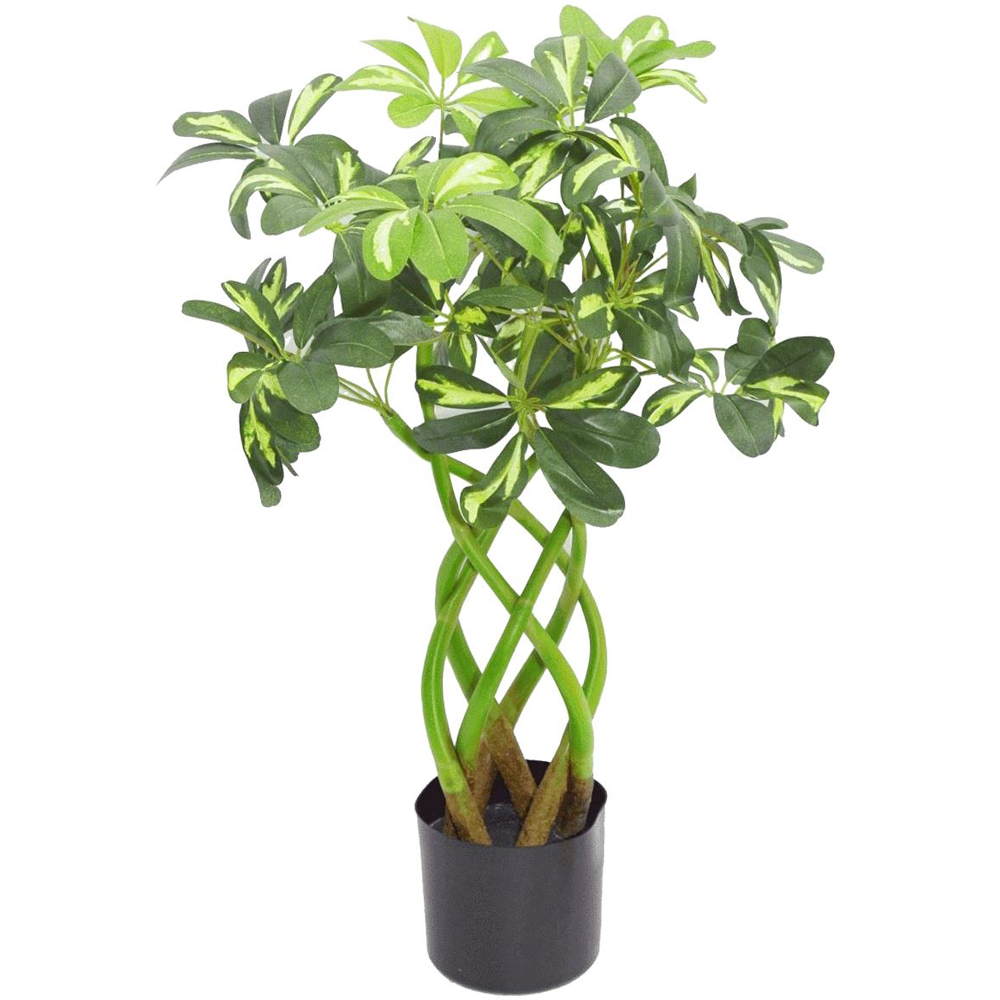 Leaf Golden Capella Bonsai Bush Twisted Stem Artificial Tree Pot 2.2ft Image 1