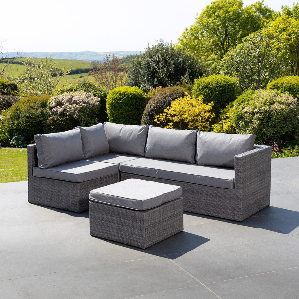 Artemis Home Della 5 Seater Grey Rattan Sectional Garden Corner Lounge Set with Cushion Image 7