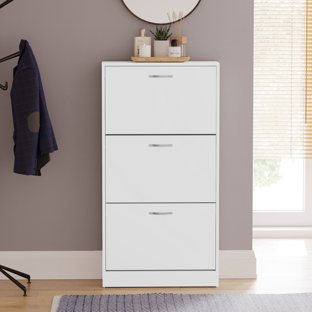 VIDA DESIGNS White 3-Drawer Shoe Cabinet Rack Image 3