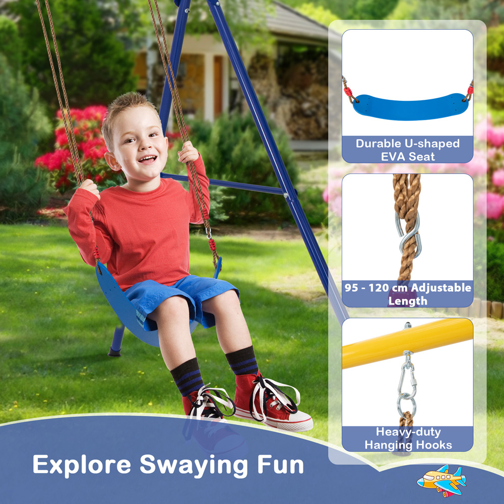 Costway 4 in 1 Blue and Yellow Heavy Duty Swing Set Image 5