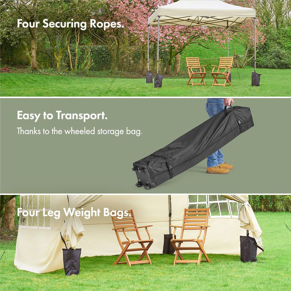 VonHaus 3 x 3m Beige Pop Up Gazebo with Sides Image 5