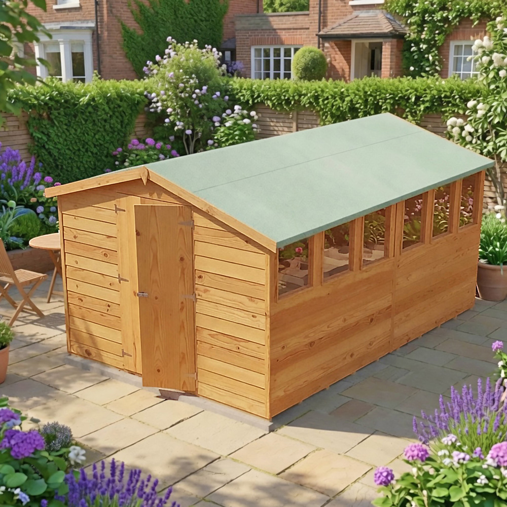 Shire 12 x 8ft Double Door Dip Treated Overlap Apex Shed Image 4