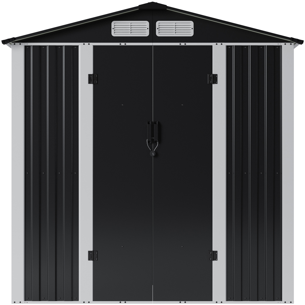 Living and Home 6 x 4ft Black Metal Apex Garden Storage Shed Image 1