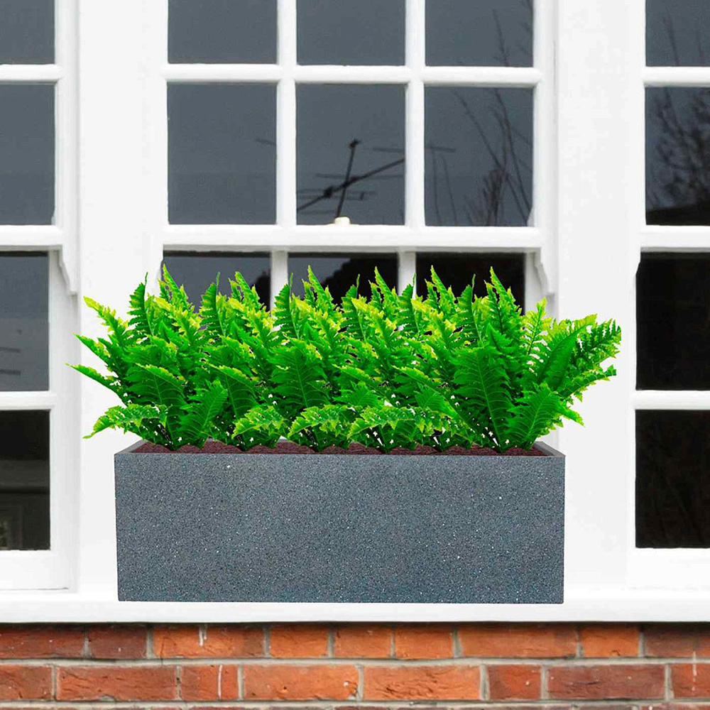 wilko Window Flower Box Grey Textured Concrete Outdoor Planter 23.5cm Image 2