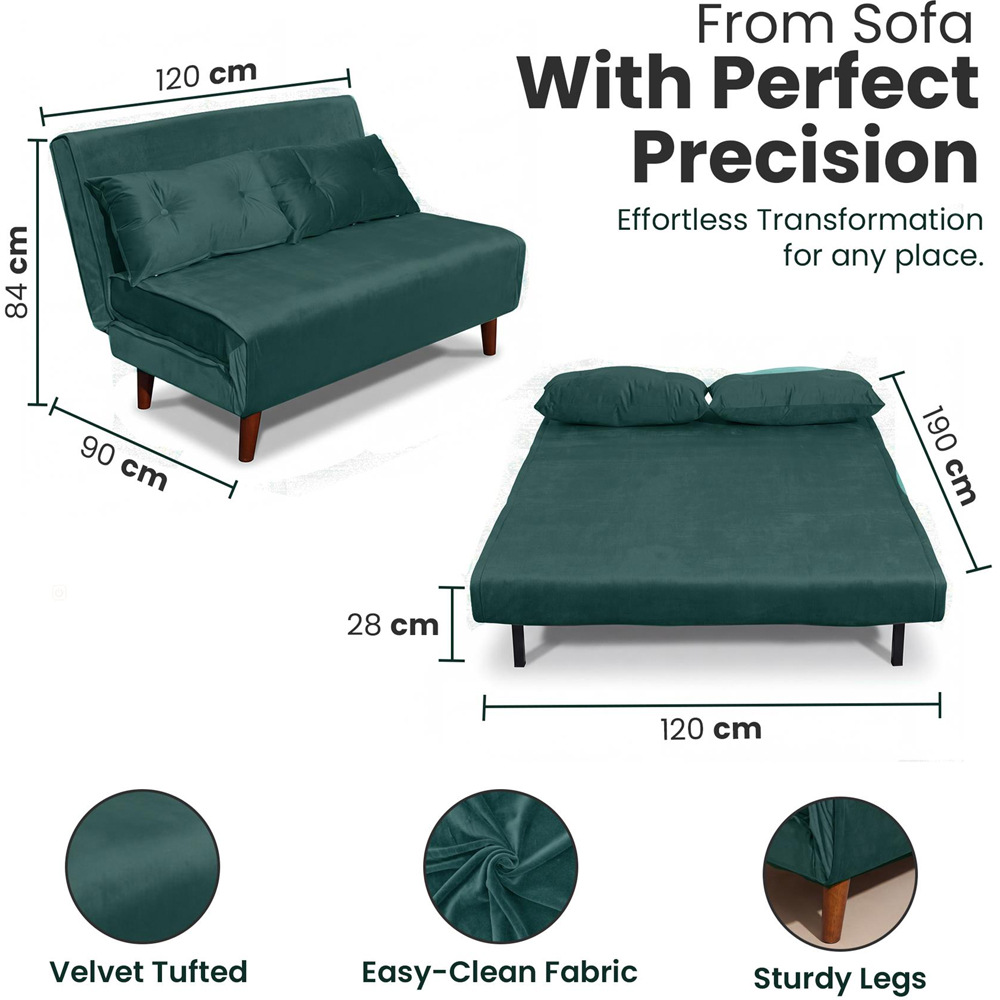 Portland Double Sleeper Green Velvet Sofa Bed Image 8