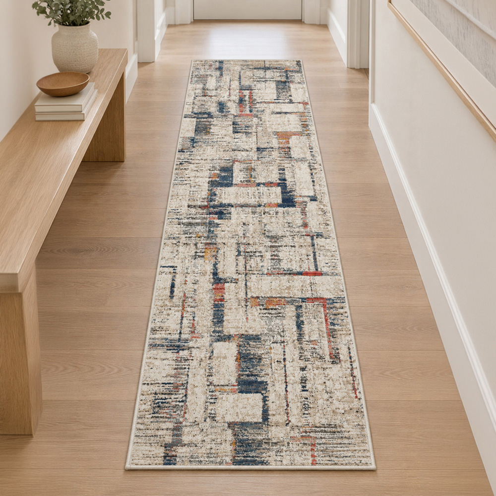 Portland Urco Zeta Delta Cream Non Slip Rug 66 x 200cm Image 1