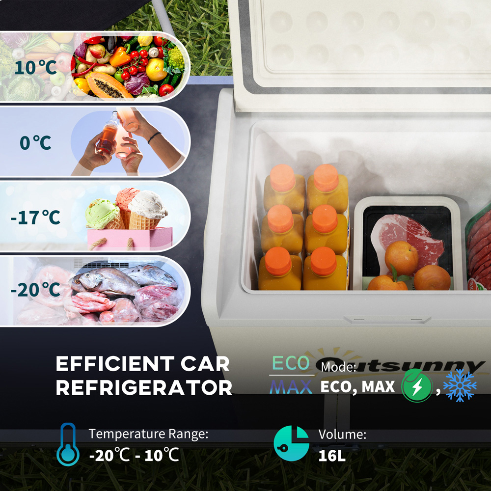 Outsunny C00-041V70KK Khaki Portable 16L Car Fridge Freezer Image 5