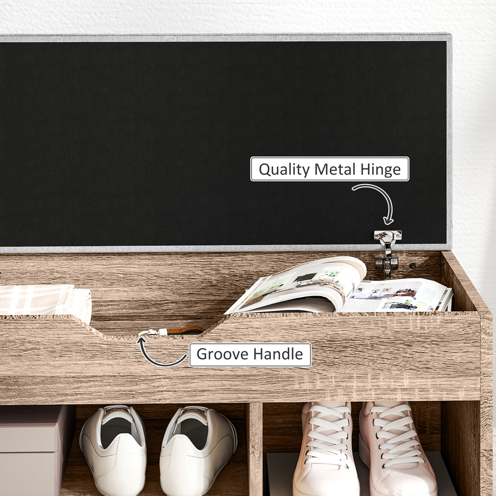 HOMCOM 3 Shelf Grey Sit On Shoe Rack Bench with Hidden Compartment Image 6