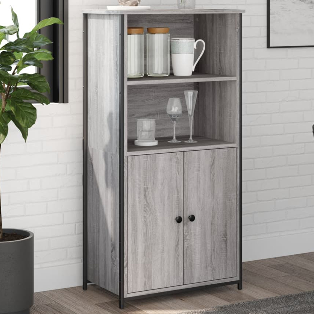 vidaXL 2 Door 2 Shelf Grey Sonoma Highboard Image 1
