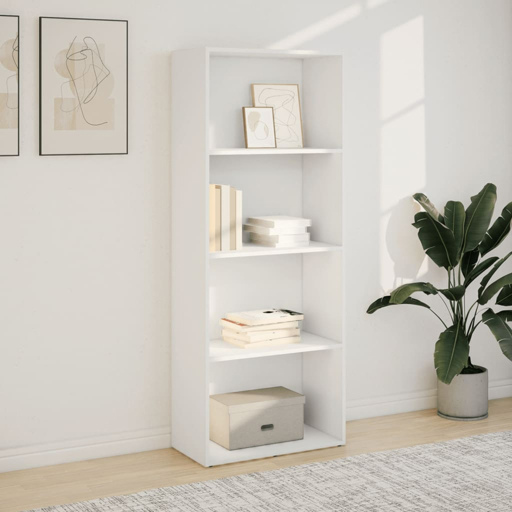 vidaXL 4 Shelf White Bookcase Image 1