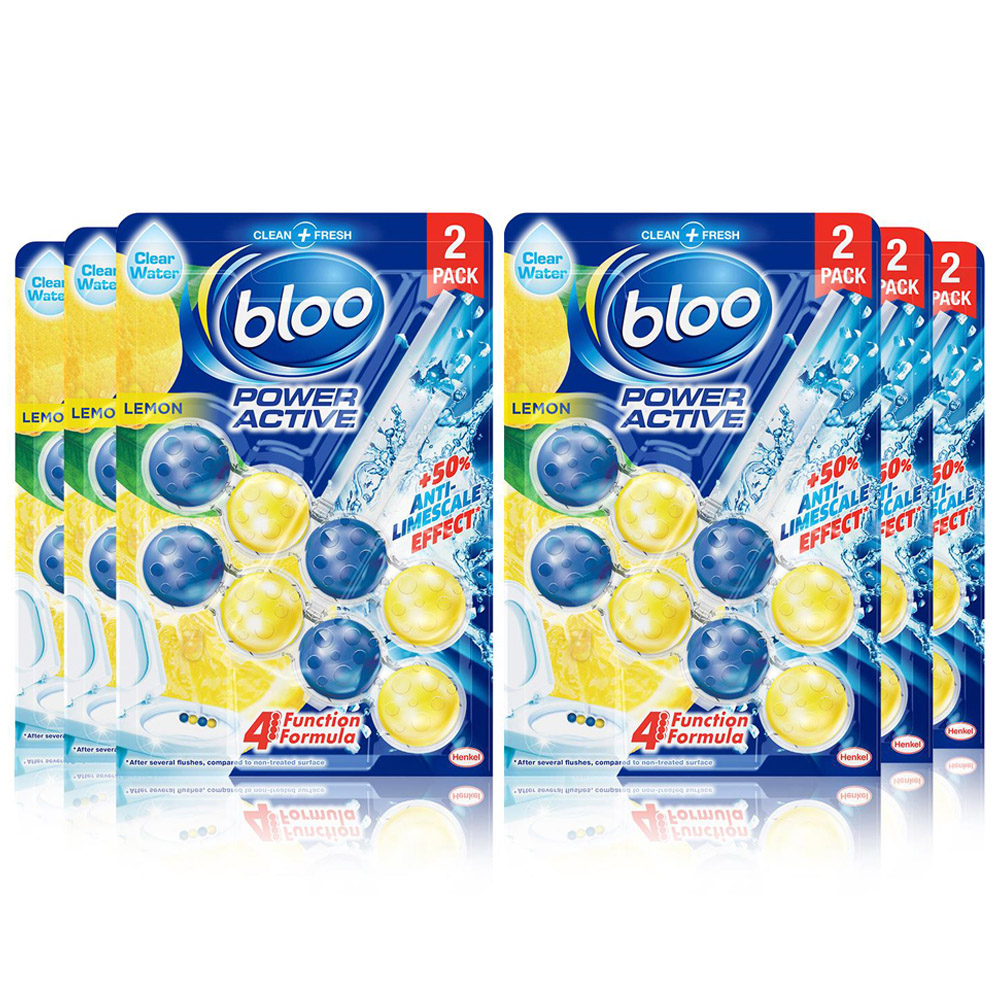 Bloo Colour Active+ and Power Active Bleach Lemon and Flower Toilet Rim Block 6 Pack Image 3