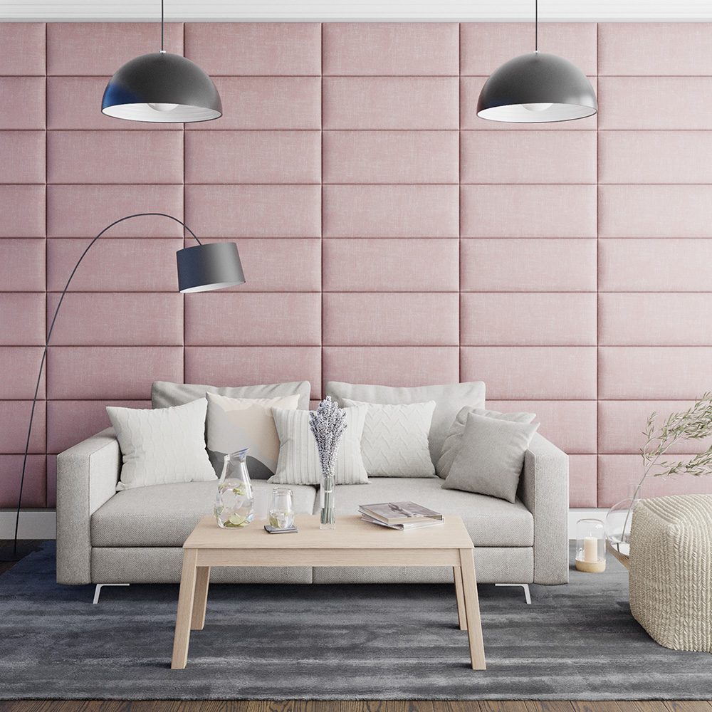 Aspire EasyMount Tea Rose Pure Pastel Cotton Upholstered Wall Mounted Headboard Panels 4 Pack Image 3