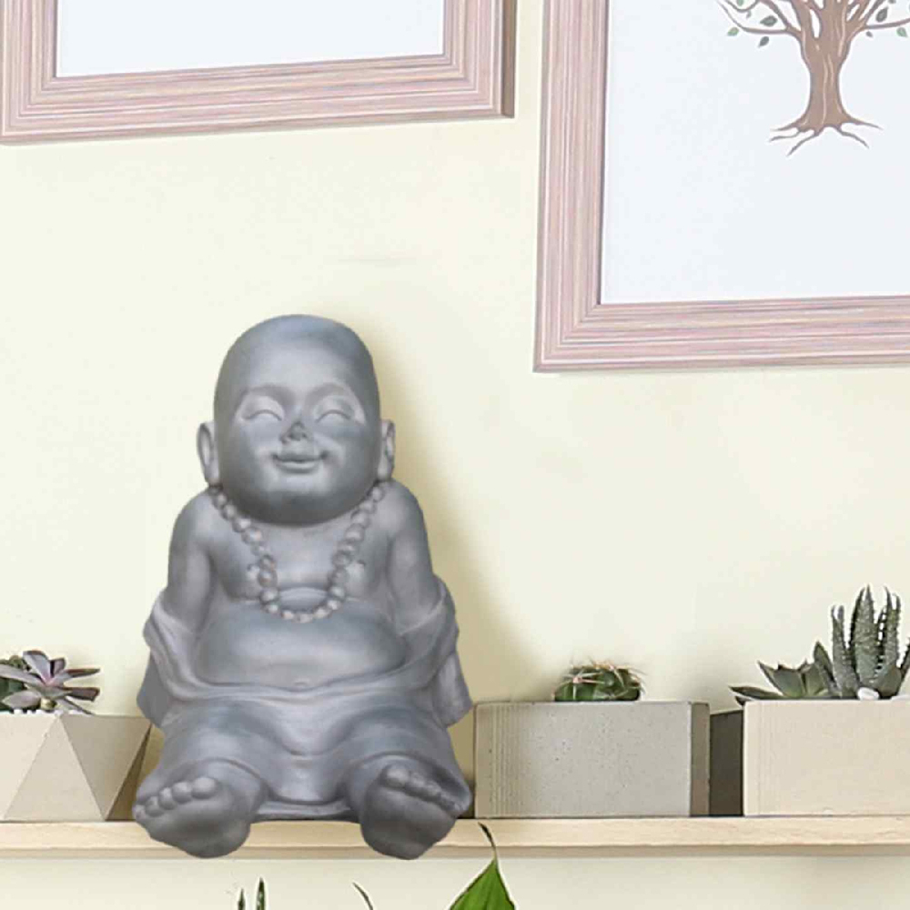 wilko Resting Baby Monk Grey Indoor and Outdoor Statue 26cm Image 6