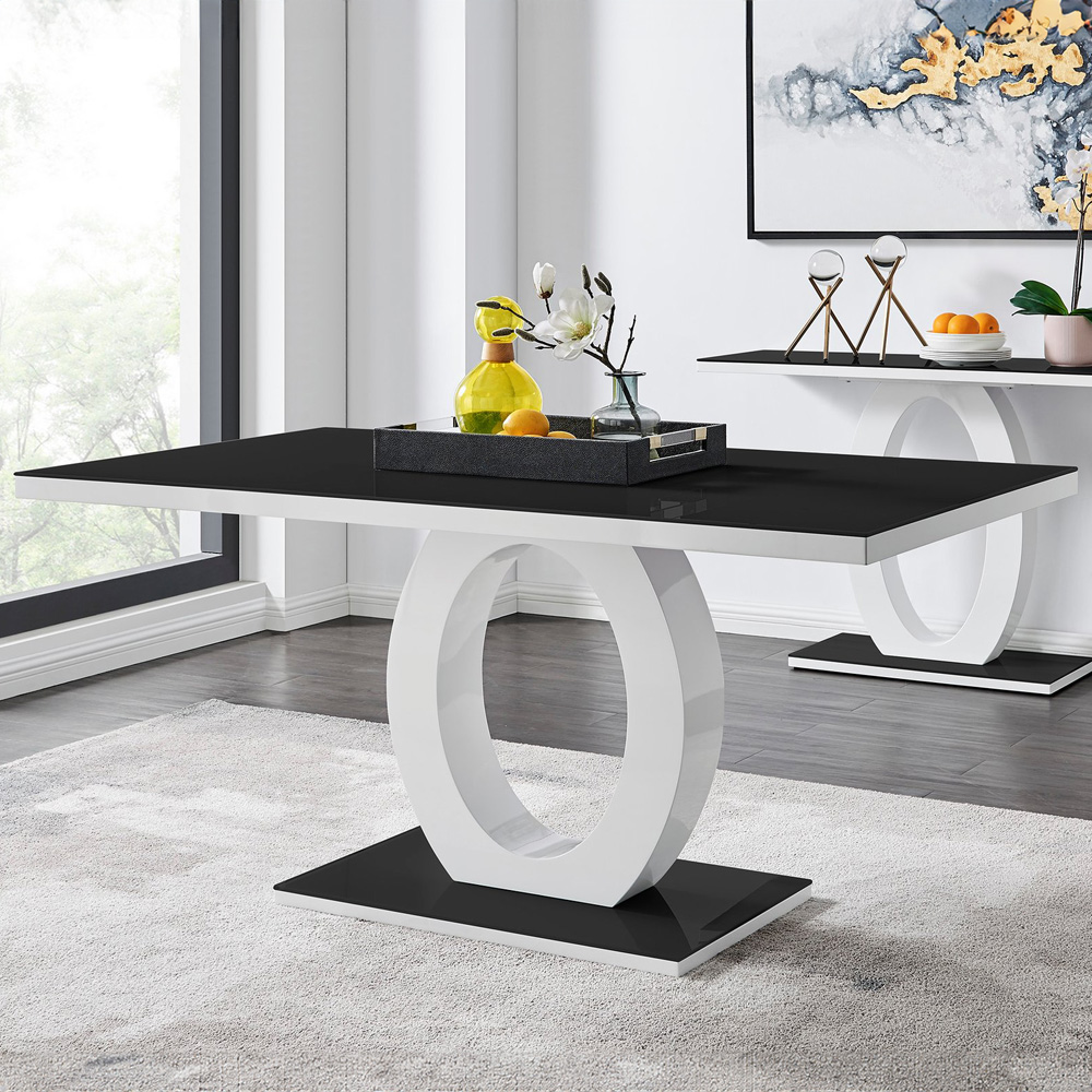 Furniturebox Lucia Solara 6 Seater Dining Set Black Gloss Image 2