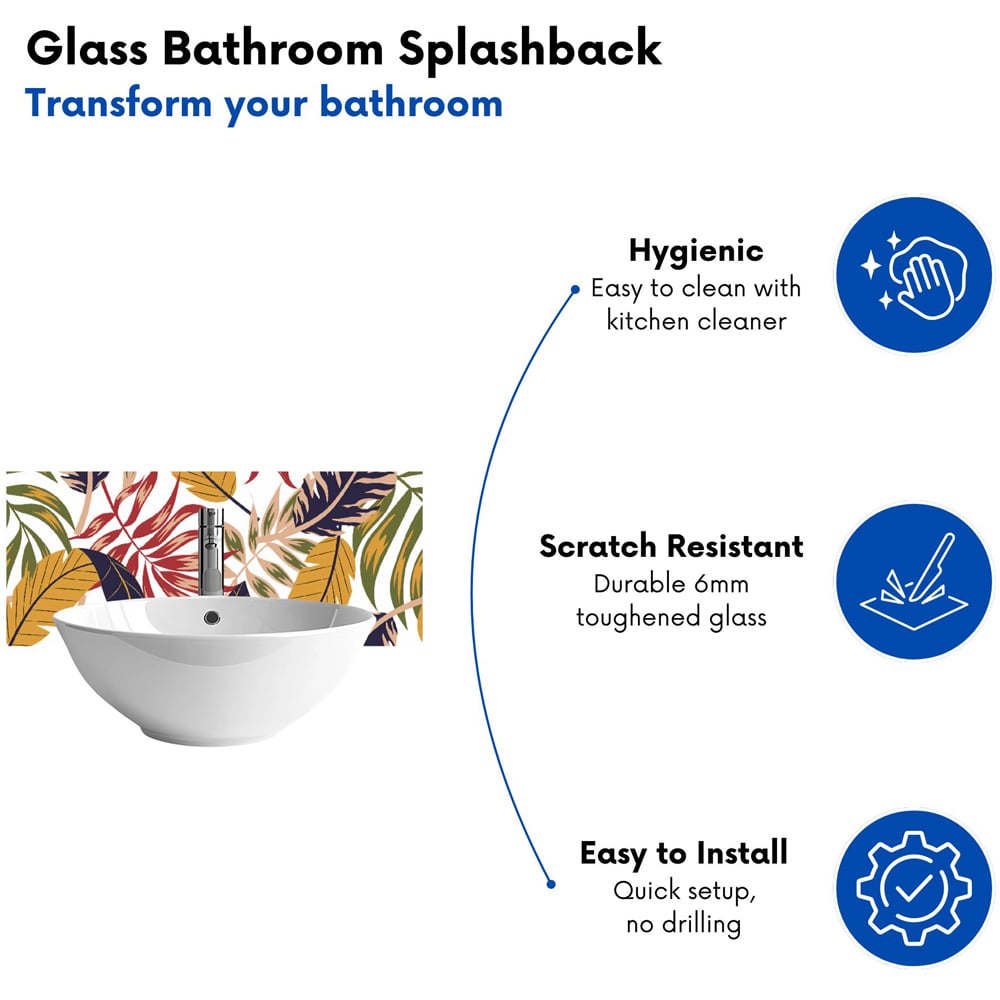 Warren Reed Designer Hawaiian Style Jungle Leaves Glass Bathroom Splashback 25 x 60cm Image 4