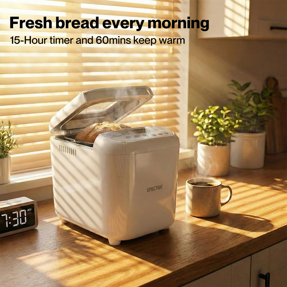 Spector BM2004-UK 19-in-1 Non-Stick Stainless Steel Automatic Bread Maker Machine 600W Image 6