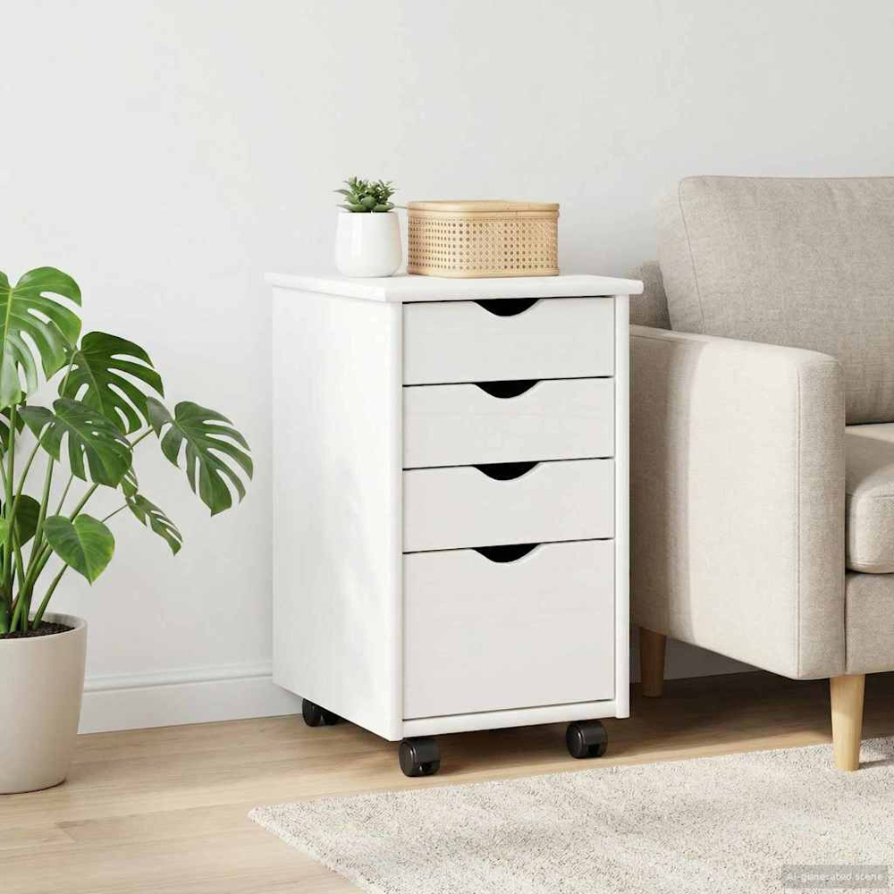 vidaXL 4 Drawer White Rolling Storage Cabinet Image 8