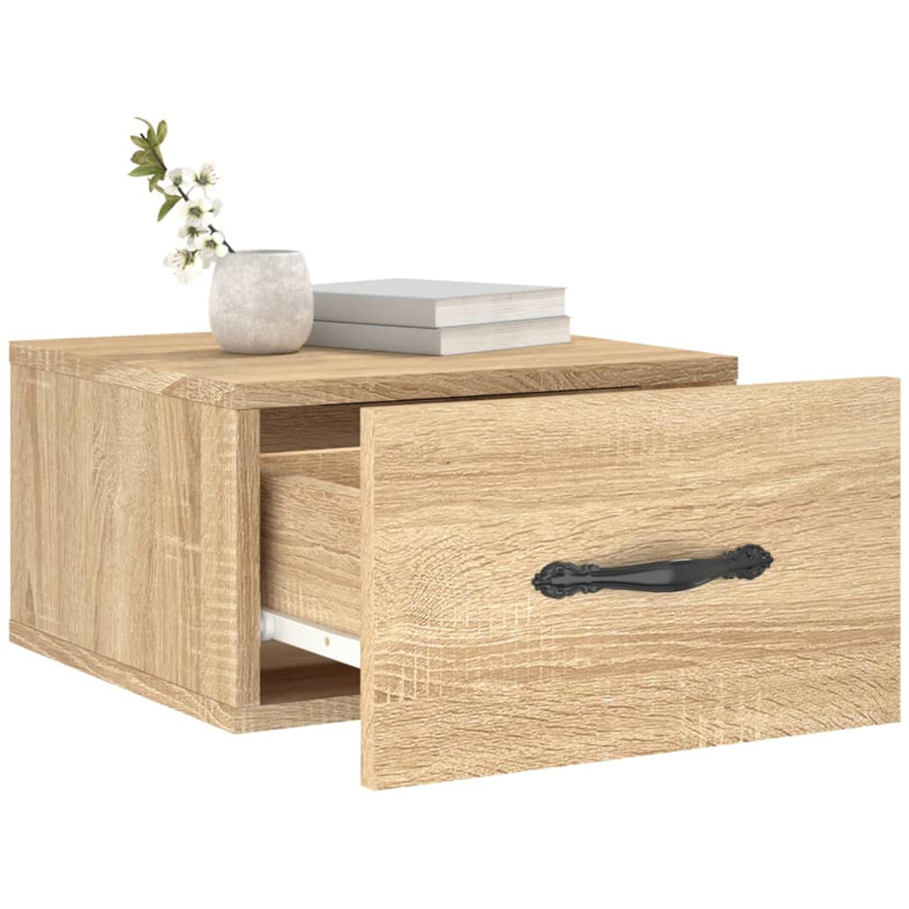 vidaXL Singe Drawer Sonoma Oak Wall Mounted Bedside Table Image 4