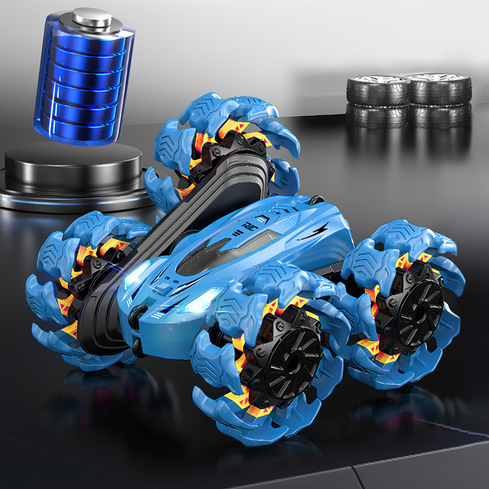 H&O Direct Kids Blue Explosive Wheels Stunt Car Toy with Remote Image 2
