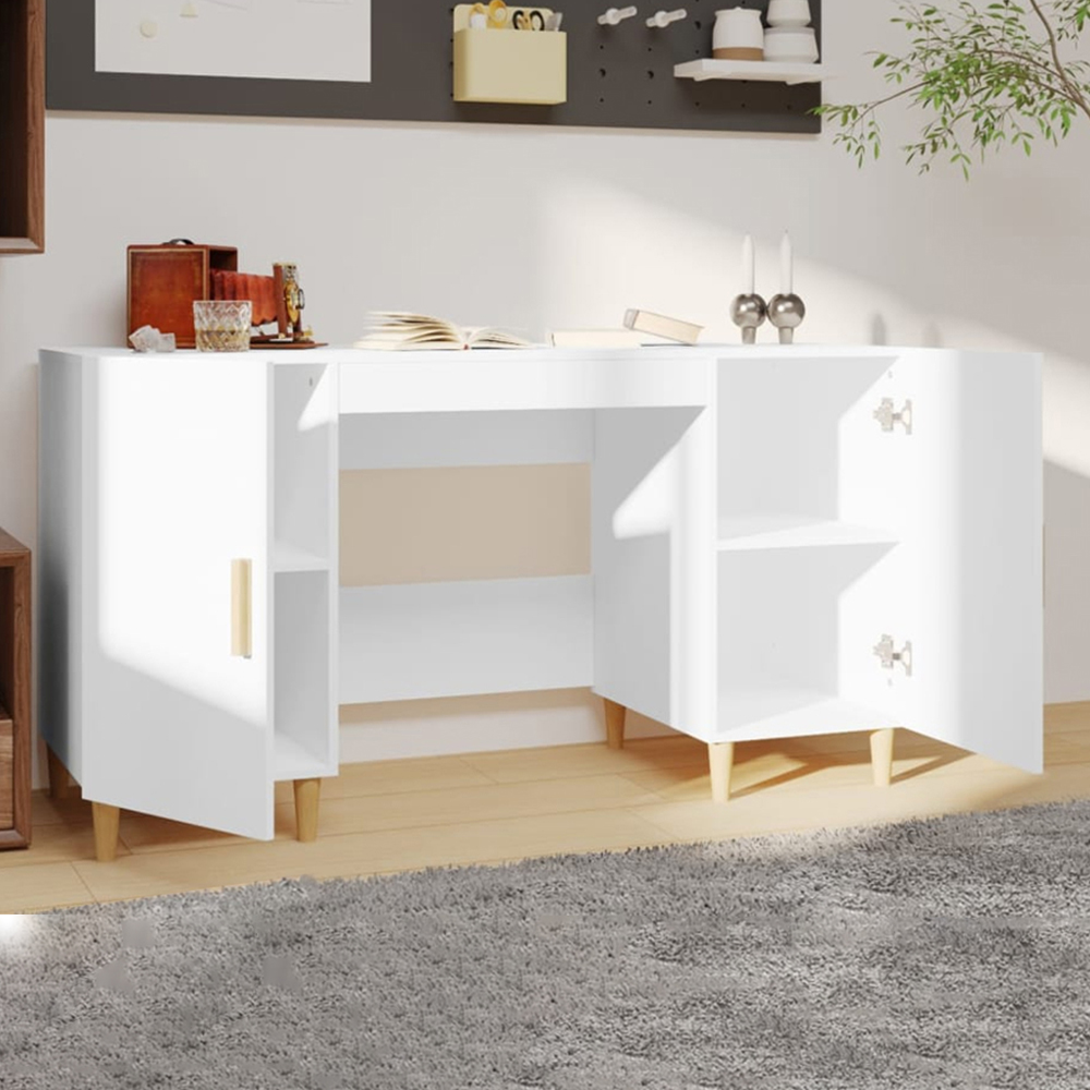 vidaXL 2 Door Computer Desk White Image 1