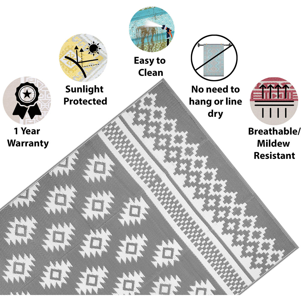 Green Decore Riffle Sharkskin Grey and White Camping and Picnic Rug 120 x 180cm Image 3