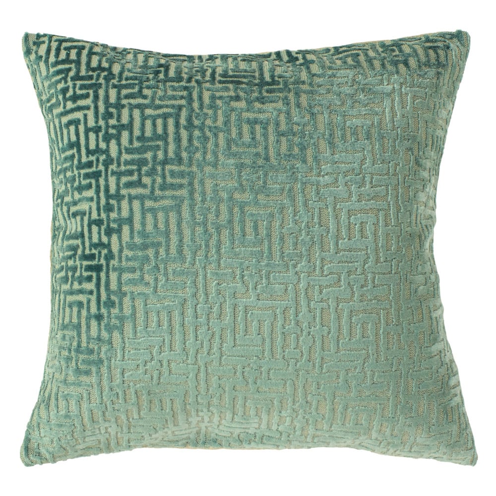 Paoletti Delphi Mint Velvet Jacquard Cushion Image 1