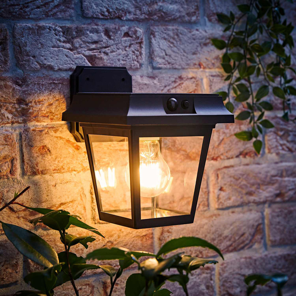 ValueLights Matte Black Solar LED Outdoor Wall Light with PIR Motion Sensor Image 2