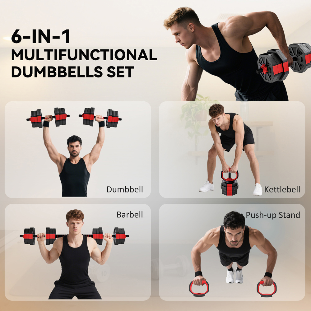 SPORTNOW 6-in-1 Red Adjustable Weight Set 20kg Image 7