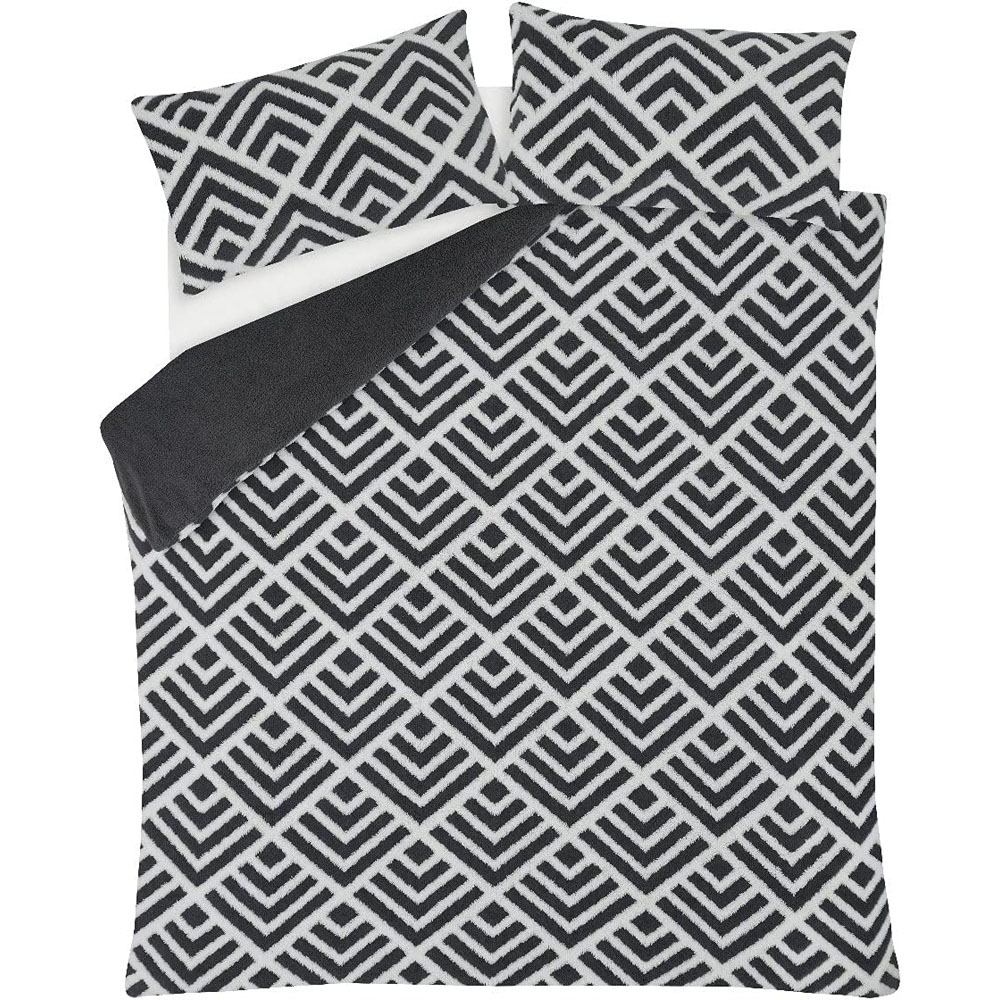 Smart Living King Size Charcoal Geo Jacquard Fleece Duvet Set Image 3