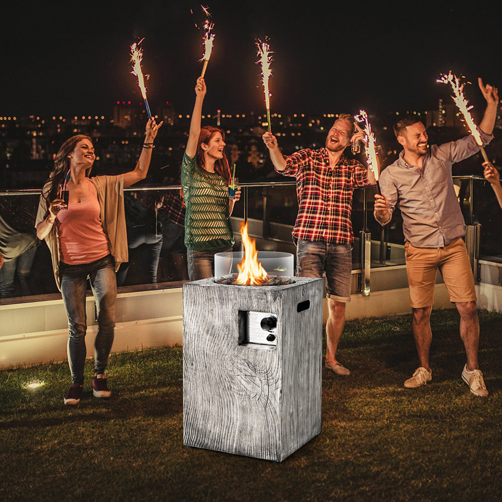 Costway 8.79 KW Grey Propane Gas Fire Pit Table Image 2