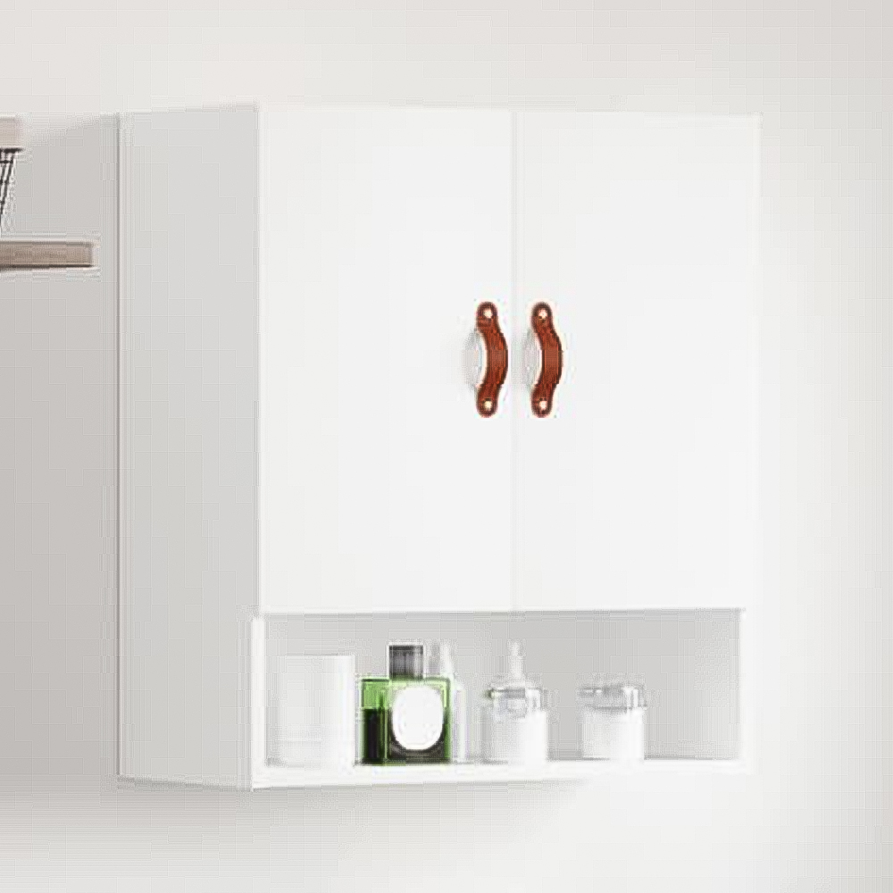 vidaXL 2 Door Single Shelf White Wall Cabinet Image 1