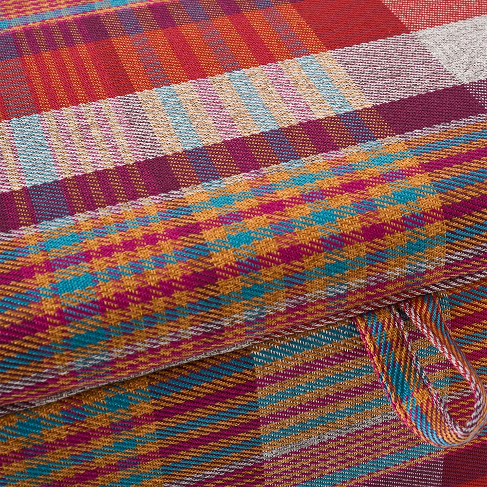 Living and Home Red Tartan Linen Storage Ottoman Image 4