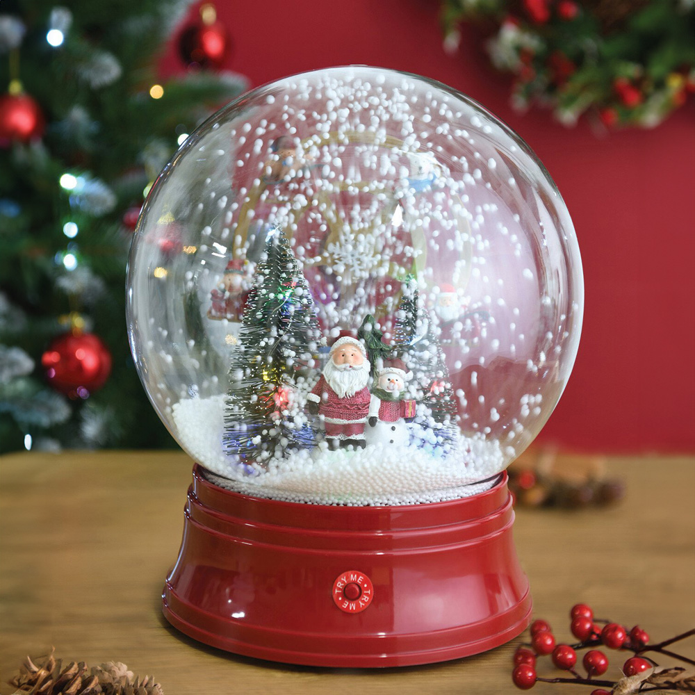 LED Snowing Ferris Wheel Globe - Red Image 4