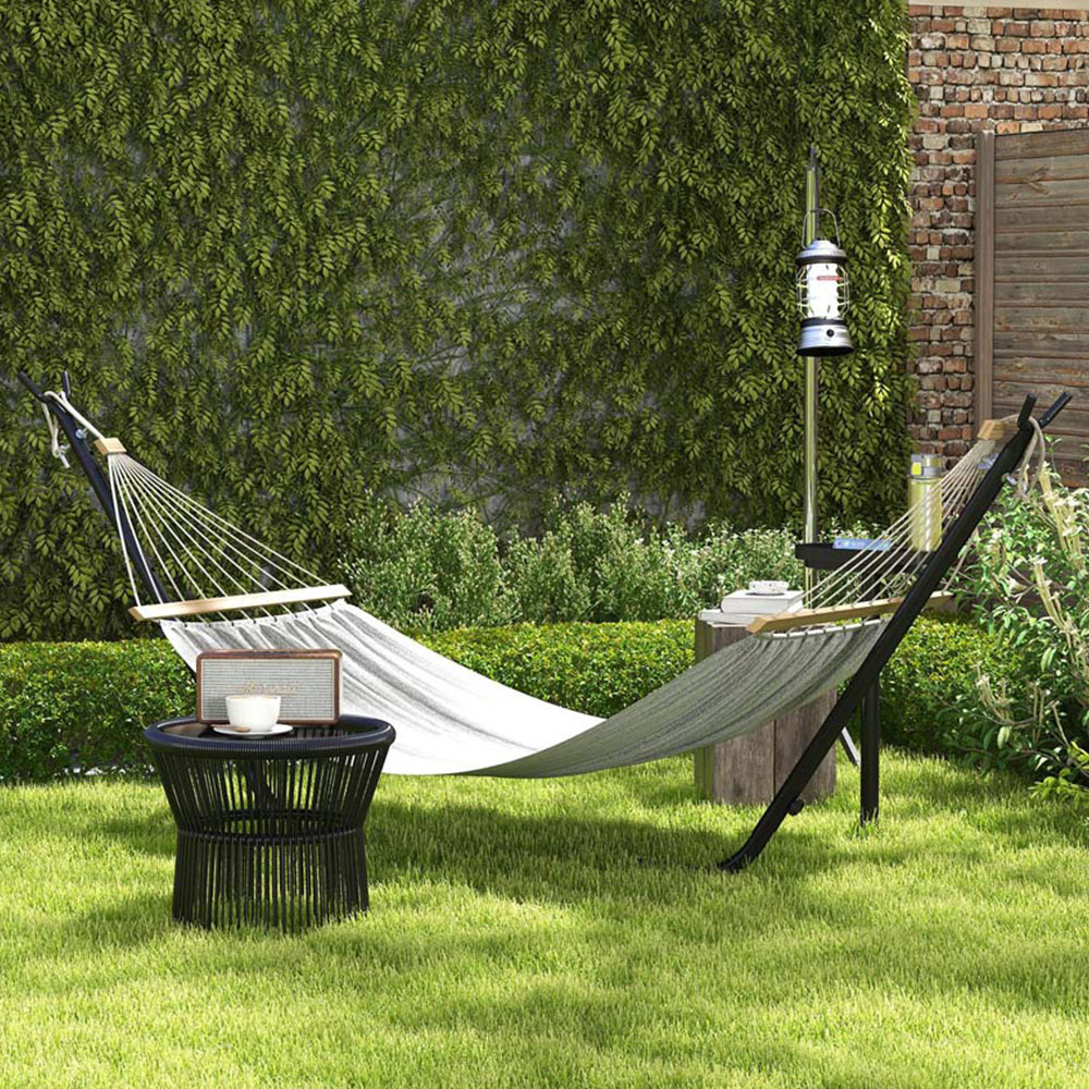 Outsunny Metal Hammock Stand with Side Tray Image 1