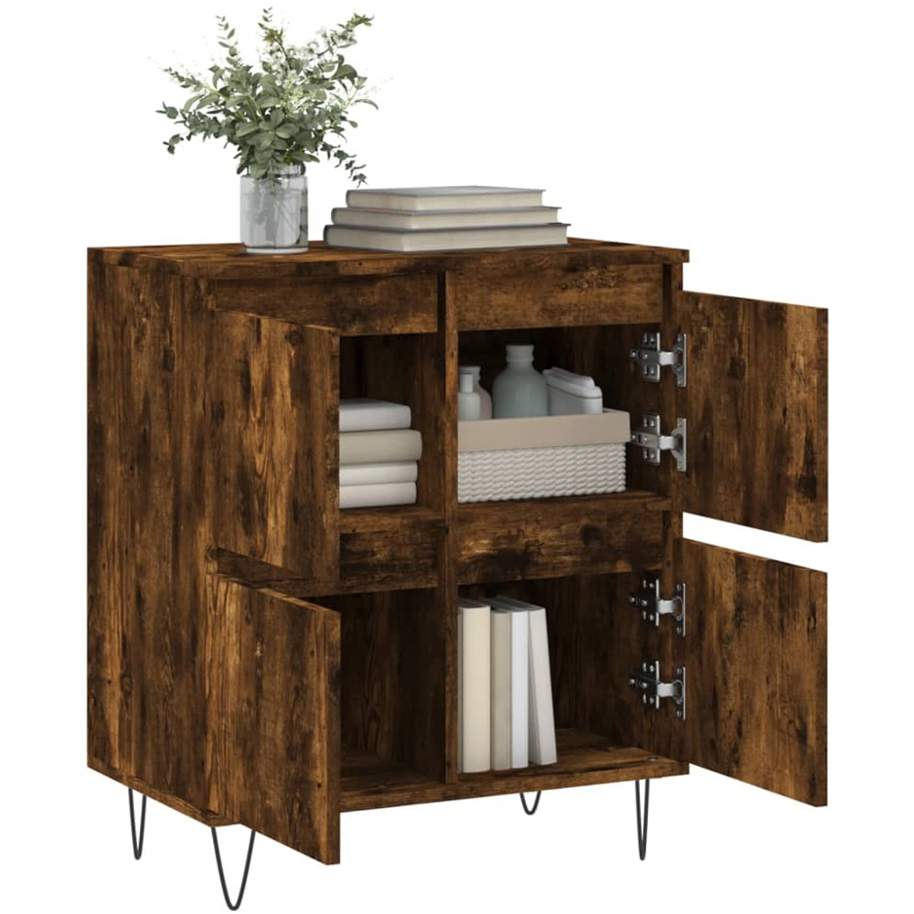 vidaXL 4 Door Smoked Oak Sideboard with Metal Legs Image 4