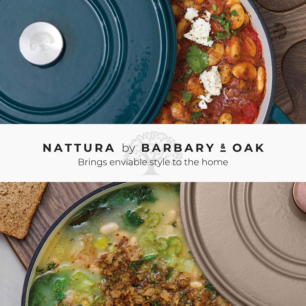 Barbary & Oak Nattura 28cm Cashmere Cast Iron Shallow Casserole Dish with Lid Image 8