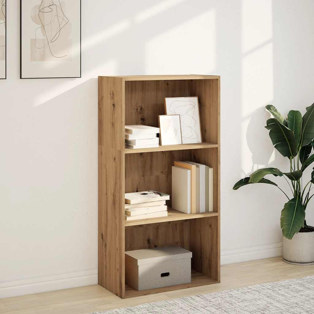 vidaXL 3 Shelf Artisan Oak Bookcase Image 8