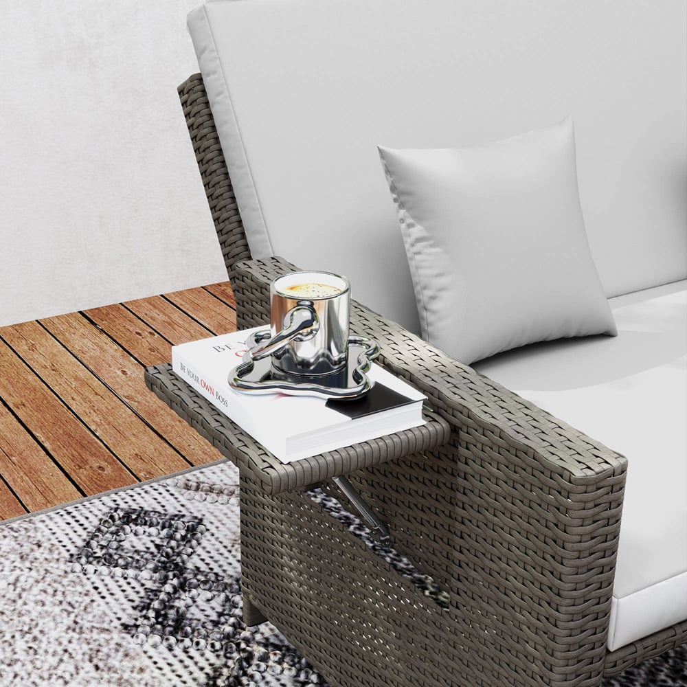 Outsunny 2 Seater Grey Garden Rattan Furniture Set Image 3