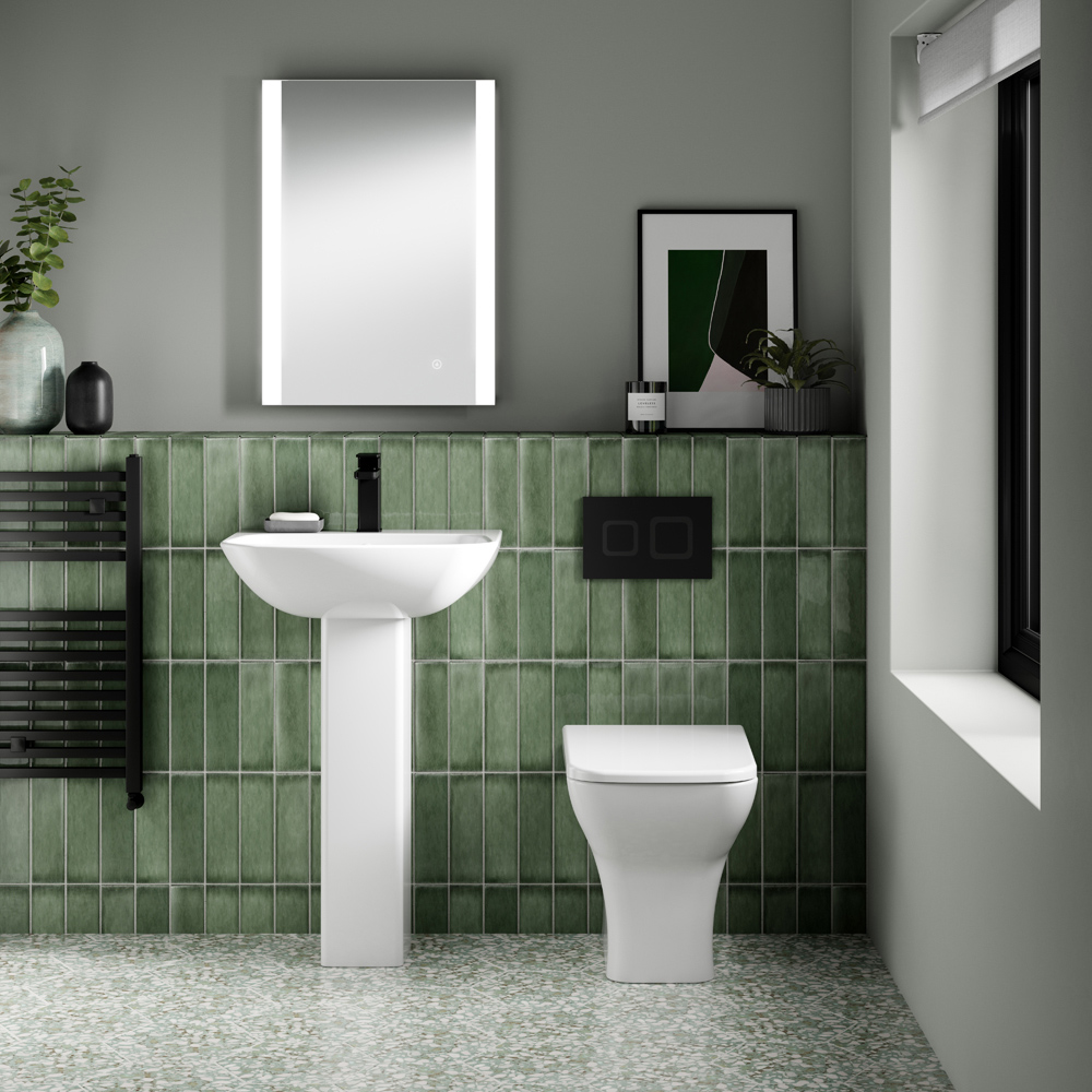 nuie Matt Black Square Dual Flush Push Button Image 2
