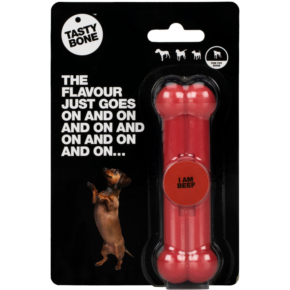 Tasty Bone Beef Flavoured Dog Toy - Red / Toy Dogs Image