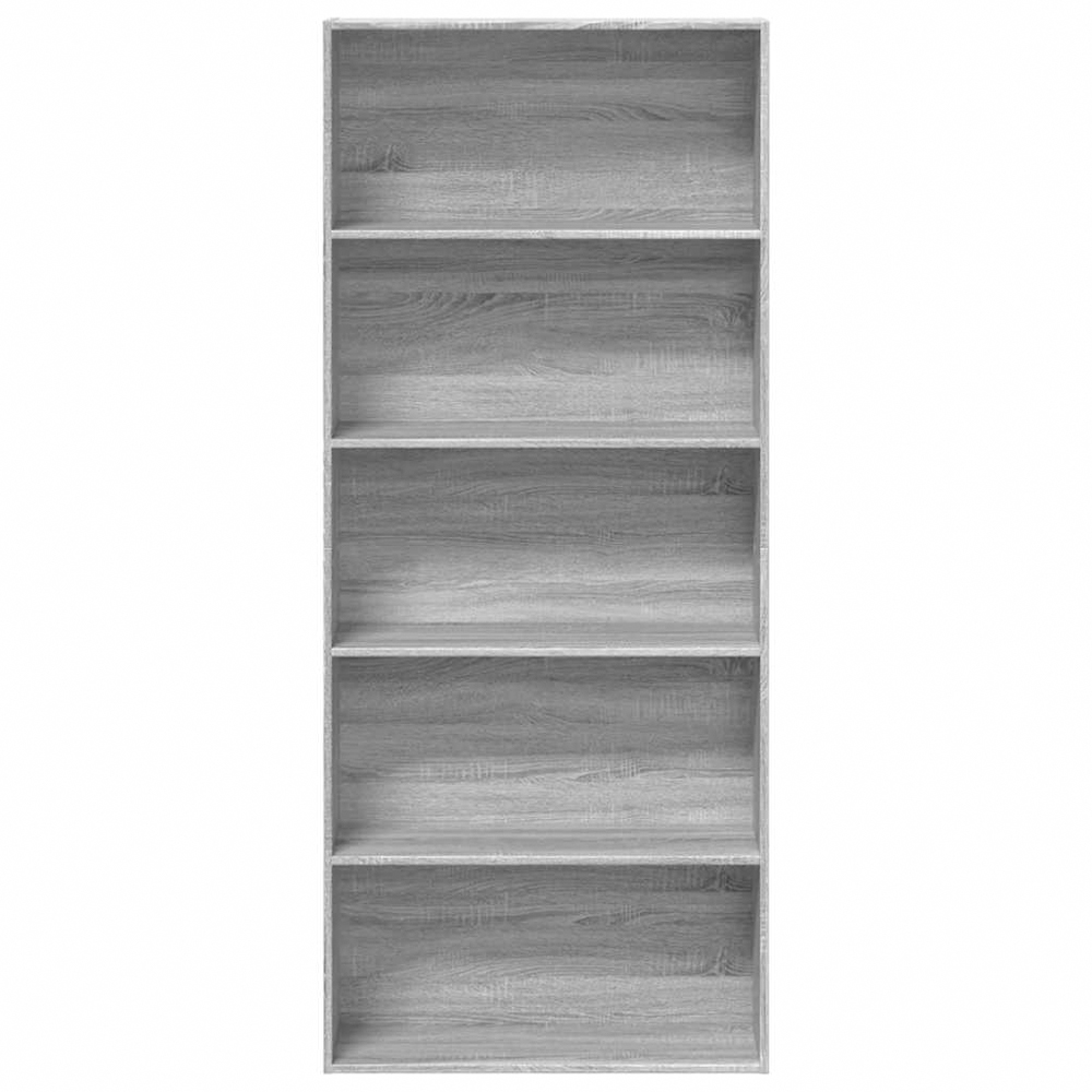 vidaXL 5 Shelf Grey Sonoma Tall Bookcase Image 4