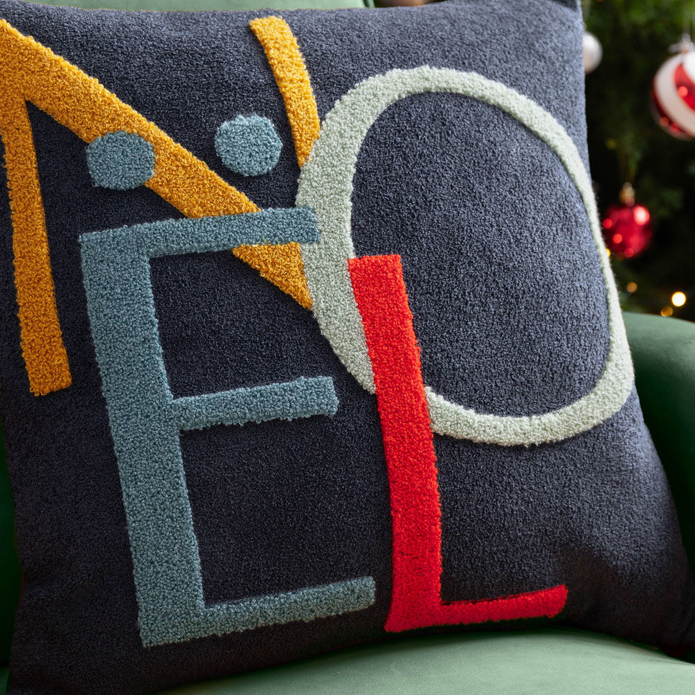 Evans Lichfield Christmas Red Noel Tufted Reversible Cushion 45 x 45cm Image 2
