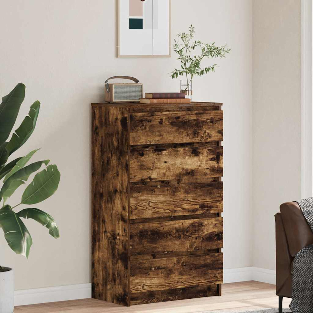 vidaXL 5 Drawer Smoked Oak Chest of Drawers Image 8