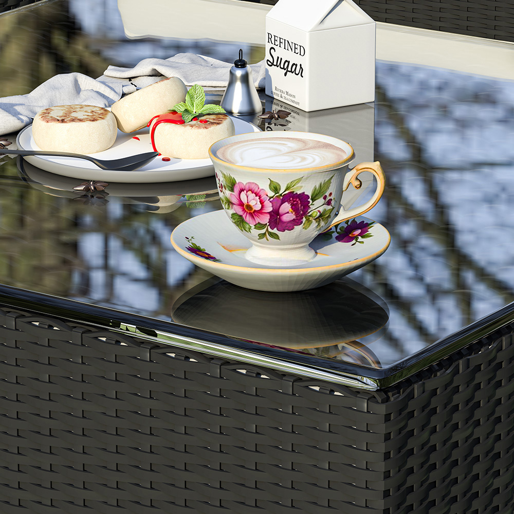 Rattrix 5 Seater Black Rattan Modular Garden Corner Sofa Set with Cushion Image 4