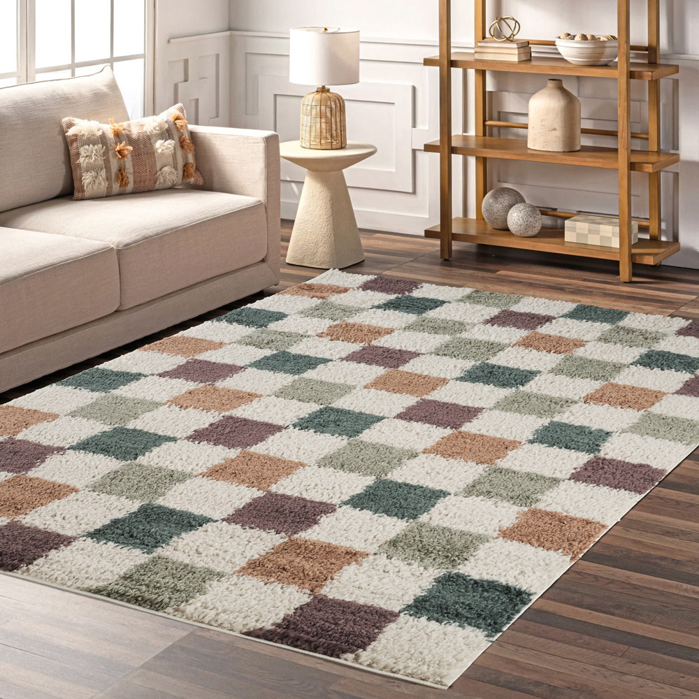 Desire Rugs Chester Multicolour Shaggy Checkered Rug 160 x 230cm Image 5