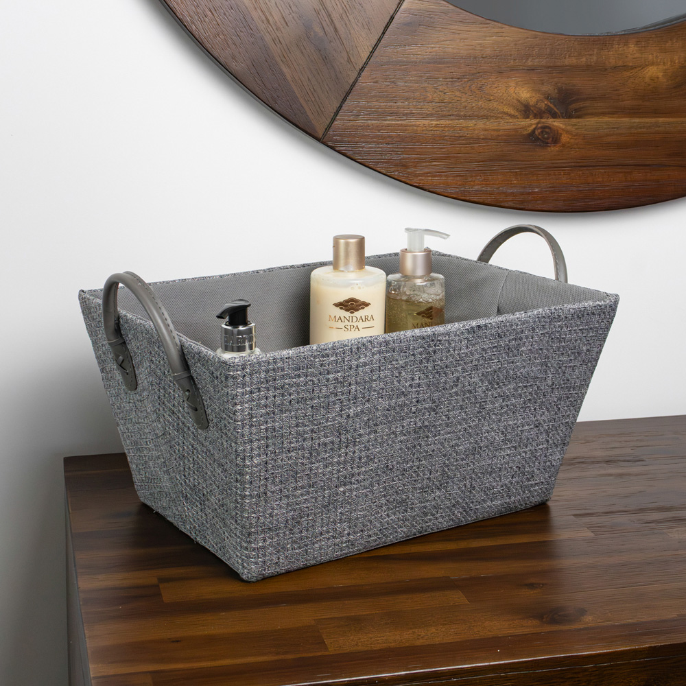 JVL Chroma Grey Rectangular Storage Basket with Handles Image 8