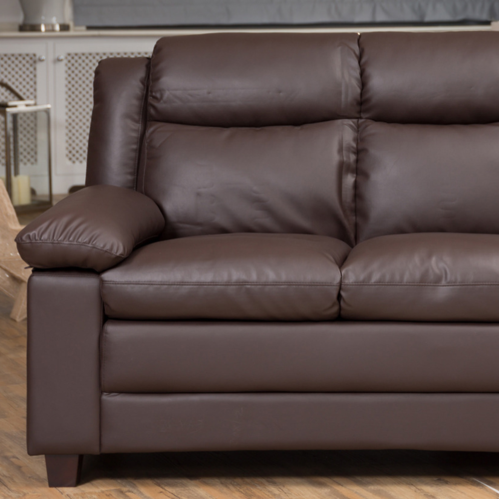 Standish 3 Seater Brown Bonded Leather Sofa Image 2